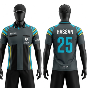 Maillot d'arbitre pour homme, professionnel, polyester et élasthanne, extensible, respirant, design à panneaux marron et noir, logo personnalisé par sublimation - Product Image 2