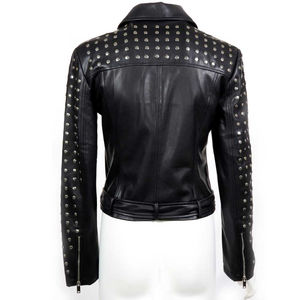 Breathable <b>Sheep</b> <b>Skin</b> Leather Women's Windproof <b>Jacket</b> with Custom Printing Eco-Friendly Cotton Filling Regular Length - Product Image 4