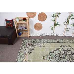 Alfombra Turca de 6,1x9,7 pies, Alfombra, Alfombra Verde a Rayas de Lana - Product Image 5