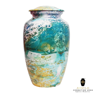 Gravure personnalisée élégante Meena Enduit Aluminium Urnes de crémation Urnes de crémation | Grand (220 Cu) & Souvenir (3 Cu) | Gravable - Product Image 2