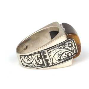 Bague rectangulaire œil de tigre en argent sterling 925 pour homme, plaqué or rose, sertissage clos, style Hip-Hop, tendance, excellente idée cadeau ! - Product Image 4