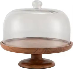 Soporte de pastel de bambú ecológico con cubierta de vidrio, exhibición de postres sostenibles para panaderías orgánicas para compradores ecológicos - Product Image 6