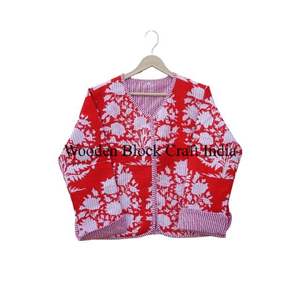 Chaqueta de Algodón Acolchada Hecha a Mano en India, con Detalle de Botones, Estilo Vintage para Fiestas, Invierno/Otoño/Primavera, Jaipuri, Venta al Por Mayor - Product Image 3