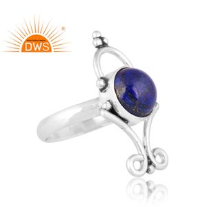 Hot Selling Oxidized Sterling Silver Natural <b>Lapis</b> <b>Lazuli</b> Gemstone Statement <b>Ring</b> Custom Jewelry Manufacturer - Product Image 2