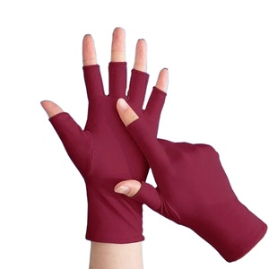 Gants de cyclisme pour femmes, 1 paire, élastique, anti-UV, demi-doigts, noir, blanc, gris, été, mince et court - Product Image 6