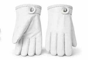 Mens White Leather Anti-Smash Straight Cuff Formal <b>Gloves</b> for Ceremony & Daily Use Textured Surface Flexible Fit - Product Image 4