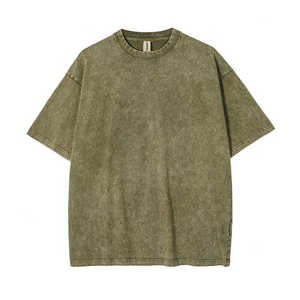 T-shirt élégant Acidwash pour hommes confortable 100% coton Design unique Durable léger pour une tenue de tous les jours décontractée - Product Image 4