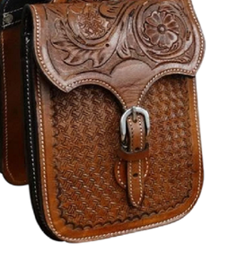 Bolsas de sillín de salto ecuestre de cuero genuino de alta calidad, ropa de equitación occidental mecanizada a mano para caballos - Product Image 3