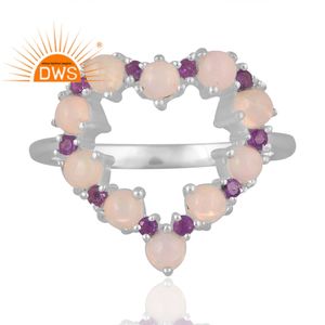 New Design Sterling <b>Silver</b> Natural Ethiopian <b>Opal</b> & Amethyst <b>Ring</b> Custom Jewelry For Women Gift For Her - Product Image 3