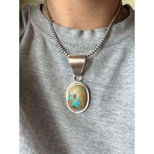 Pendentif en argent sterling turquoise South Hill serti de perles d'eau douce et d'accentuations de diamants, finition or rose, bijoux de fiançailles - Product Image 2