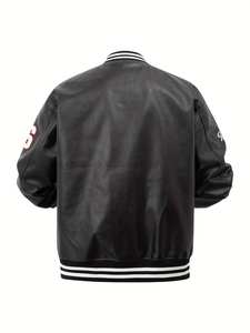 Veste d'hiver de haute qualité pour hommes en cuir de vachette personnalisé Varsity Baseball Bomber Chenille broderie Logo grande taille imperméable - Product Image 2