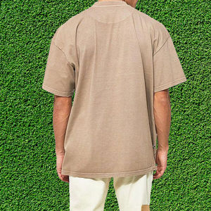 T-shirt surdimensionné à manches courtes 100% coton de qualité supérieure de couleur unie avec effet vieilli - Product Image 3