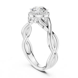 Anillo de compromiso de diamante de laboratorio de oro sólido de 14K, Diamante de corte redondo de moda para regalo de fiesta de aniversario de boda - Product Image 2