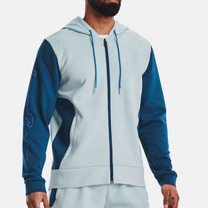 Sweat à capuche avec fermeture éclair complète pour hommes, couleur bloc 65% polyester, veste à capuche 35% coton, veste à capuche en tricot pour hommes, vert - Product Image 6