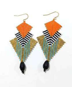 Pendientes Colgantes Étnicos Geométricos Chevron Ember de Namayo, Chapados en Oro de 24K - Product Image 1