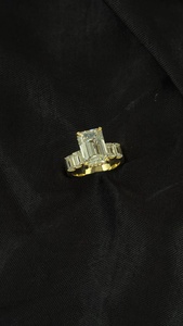 แหวนเพชร3CT รูปตัว D VS1มรกตตัดแหวนแต่งงานหมั้นหมาย - Product Image 2