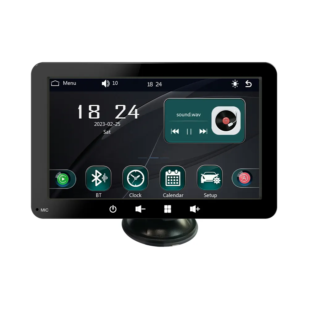 Radio mobil Linux 7 inci portabel, Radio mobil Apple CarPlay nirkabel Android Stereo Multimedia layar sentuh navigasi BT