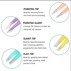Pince à épiler professionnelle en acier inoxydable, pointe droite colorée, lot de 4, étui inclus, étiquette privée personnalisée, ensemble de pinces à épiler 9 cm - Product Image 4