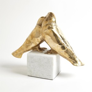 รูปปั้นประดับโต๊ะอาหารสีขาวรูปนกเลิฟเบิร์ดสีทองหรูหราสำหรับบ้านสำนักงานงานแต่งงานของขวัญงานจัดแสดงฐานสีขาว - Product Image 1