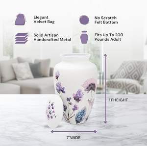 Urnas Funerarias Decorativas para Cenizas Humanas, para Cremación, Entierro, Hechas a Mano, Tamaño Grande, Flor Morada - Product Image 2