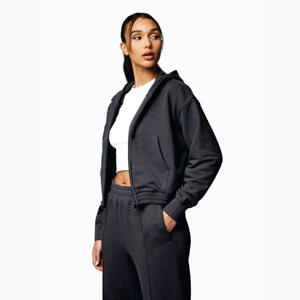 Short Full Zip Loopback Washed Finish 65% Cotton 35% Polyester Dark Pewter Shadow Loopback FZ Sweat à capuche pour femme - Product Image 3