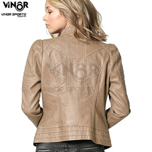 Abrigo de piel de oveja auténtica a la moda con estilo para mujer, la mejor chaqueta de motocicleta de calidad Premium, estampado transpirable de algodón - Product Image 4