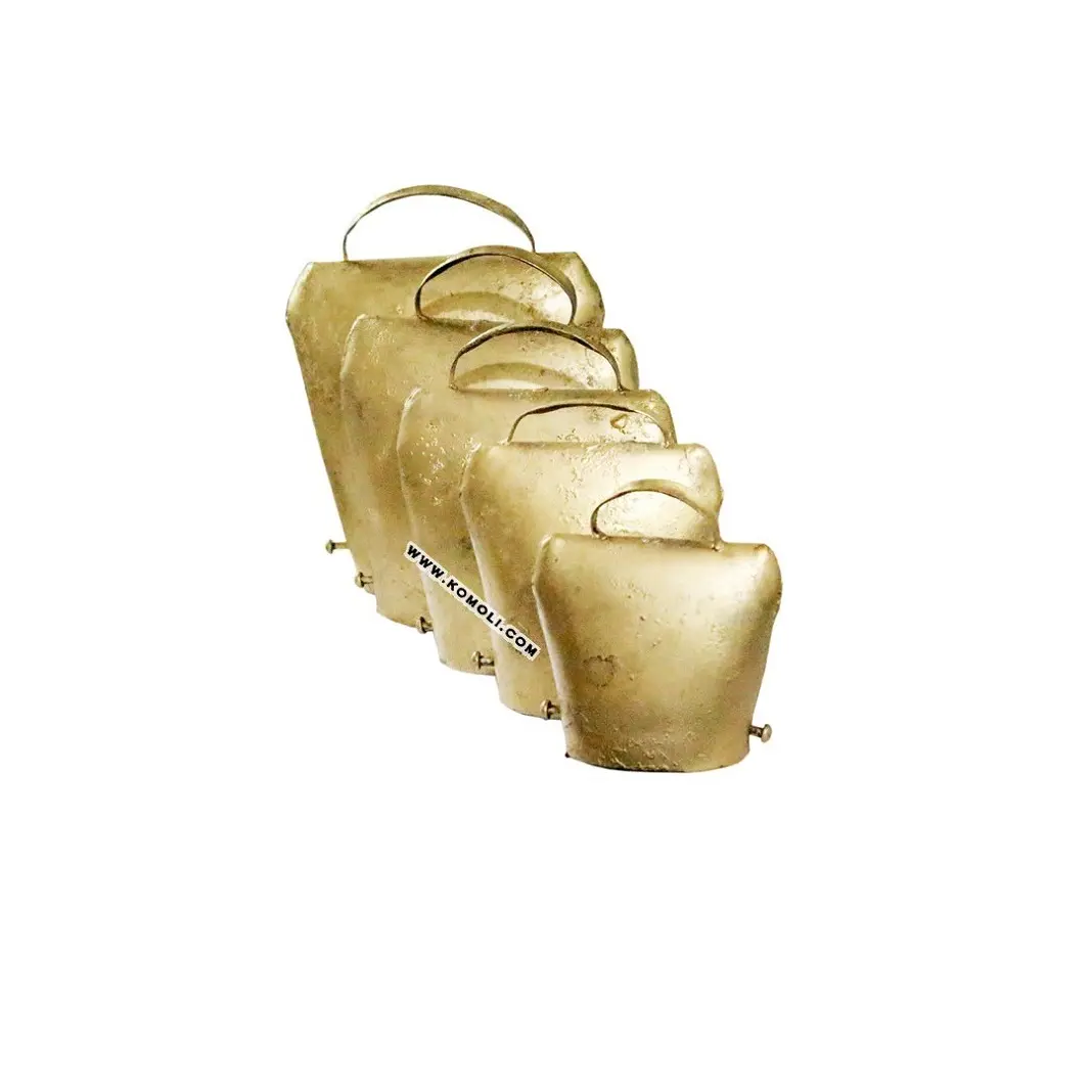 Premium Quality Wholesale Musical Metal art Golden Large Cowbells Wholesale Cow Bells for Decoration