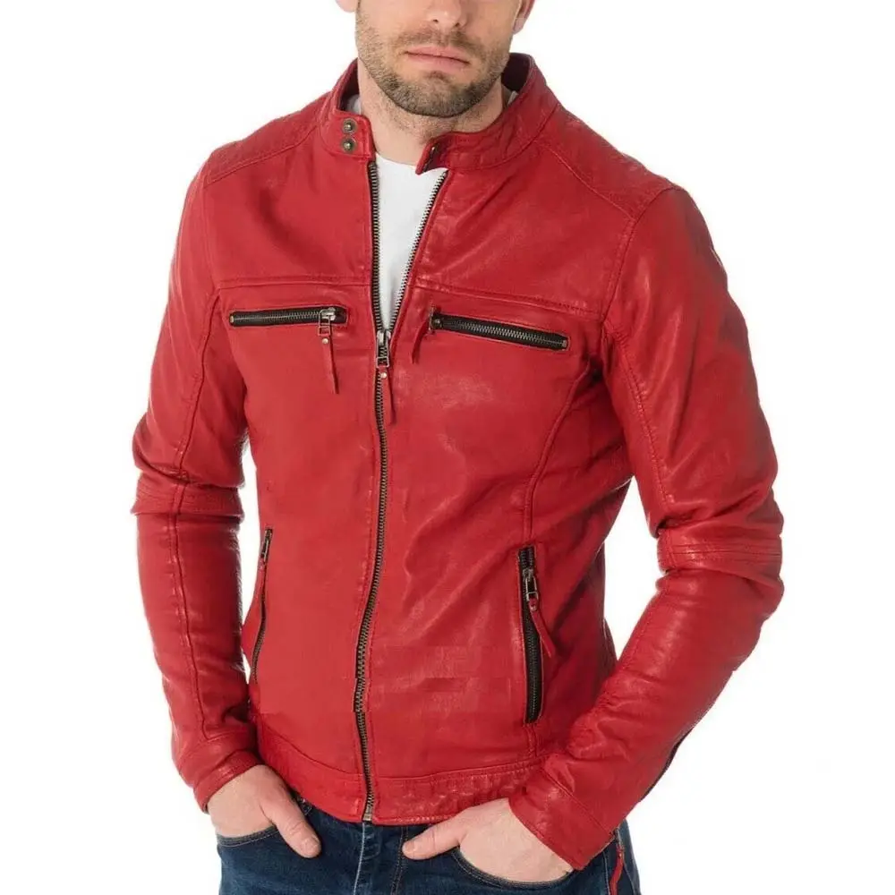 Giacca uomo inverno Gents vera pelle di alta qualità moda uomo rosso caldo giacca riscaldata