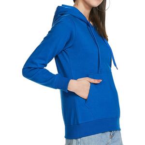 OEM Sportswear Logo personnalisé Sweat-shirt vierge à capuche en éponge bleu français surdimensionné Pull avec poche Pull-over à capuche en coton pour femmes - Product Image 3