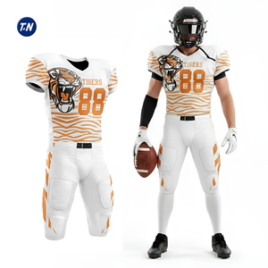 Uniformes de Fútbol Americano Personalizados al por Mayor, Impresos por Transferencia de Calor, Transpirables, Tallas Grandes, Duraderos, de Secado Rápido, 100% Resistentes - Product Image 5