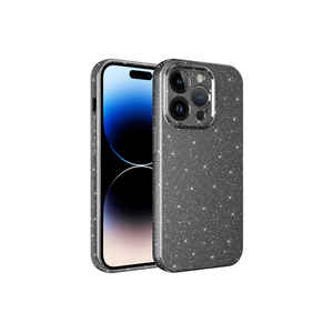 Coque en silicone gris pailleté de luxe Netzy pour iPhone 14 Pro Max, texture coton doux avec protection de l'appareil photo - Product Image 1