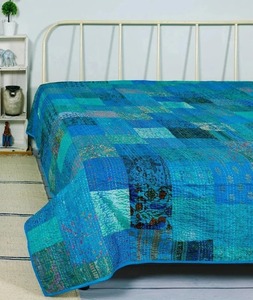 Edredón Kantha bohemio hecho a mano, colcha Vintage de retazos, ropa de cama de algodón tamaño King, manta acolchada, edredones Hippie - Product Image 2