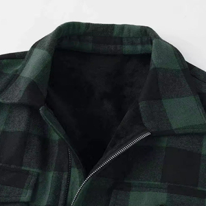 Hiver 2025 Chemise en flanelle matelassée 100% coton Veste de décoration à capuche à carreaux avec broderie réversible pour homme, veste pour homme - Product Image 4