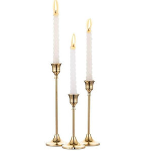Elegant Gold Finish Floral Taper Candle <b>Holders</b> Set Of 2 Handmade Metal <b>Candlestick</b> Stand For Home Wedding Tabletop <b>Candlestick</b> - Product Image 2