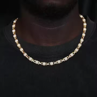 Collier de luxe pour homme en moissanite et diamants, chaîne cubaine entièrement sertie, testée au diamant (testeur inclus)