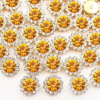 Strass en acrylique à dos plat en forme de tournesol, sans nickel, de haute qualité, écologiques, à coudre, pour vêtements, vente en gros