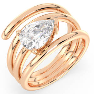 REYES Bague solitaire minimaliste en or rose multi-bandes en argent sterling 925 certifié GRA Bagues de fiançailles en moissanite pour elle - Product Image 2