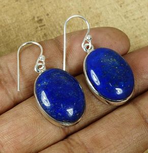 Boucles d'oreilles clous en argent sterling plaqué or avec lapis-lazuli bleu, bijoux artisanaux mignons en pierres précieuses, cadeau de pierre de naissance de septembre pour femmes - Product Image 5