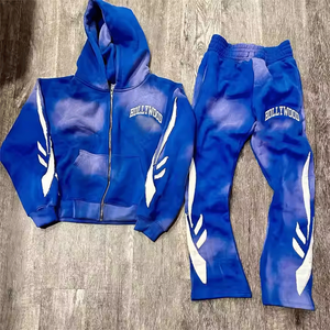 Conjunto Deportivo Personalizado de Alta Calidad para Hombre, Estilo Lavado Ácido, Sudadera con Capucha y Pantalones Deportivos Estampados - Product Image 3