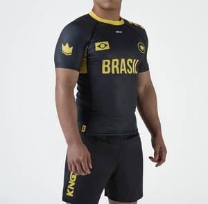 Custom Designed <b>MMA</b> <b>Rash</b> <b>Guard</b> for BJJ & Judo Training-Short Sleeve Spandex/Polyester UPF50+ Anti-Bacterial Breathable Quick Dry - Product Image 5