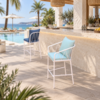 Chaise haute de bar extérieure en aluminium résistant aux UV, sans accoudoirs, pour hôtel, resort, bar de plage, mobilier OEM personnalisé