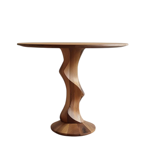 Table d'appoint Eos en bois de chêne massif de qualité supérieure, plateau rond unique en porte-à-faux, meuble de salon design de luxe, en solde - Product Image 5