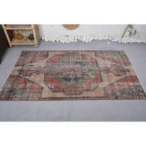 Alfombra clásica de lana Vintage de 3,4x6,1 pies, diseño de retazos rojo Beige, alfombra abstracta rectangular grande para entrada, nueva sin usar - Product Image 3