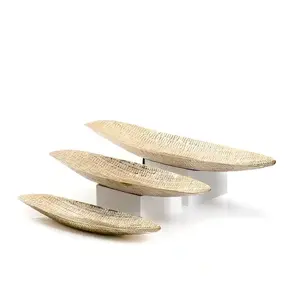 Bandeja de servicio de metal de diseño de lujo, té, café, comida, desayuno para el hogar, bandeja de servicio de aluminio chapada en oro decorativa, plato - Product Image 5