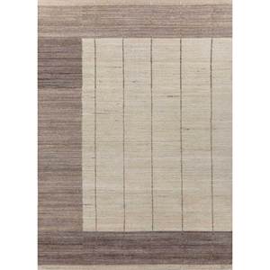 Alfombra de Lana a Rayas Color Marfil Tesoro, Rectangular Grande de 9x12, Diseño Aubusson Tejido a Mano para Entrada, Pasillo, Material de Poliéster - Product Image 1