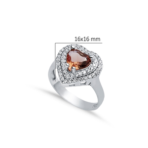 Anillo de racimo de sultanita con corte de corazón, doble pavé CZ Halo, chapado en rodio, cambio de Color romántico, venta al por mayor, joyería de plata de ley 925 - Product Image 2