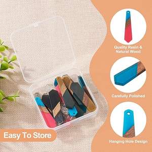 Pendientes de resina de madera minimalistas chapados en oro Diseños clásicos únicos-Estilos de aro de gota de tachuelas para fiesta - Product Image 2