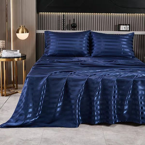 Sábana de hotel de rayas de satén de lujo, transpirable, resistente a las arrugas, acabado suave, sensación perfecta para ropa de cama de resort o Suite - Product Image 3