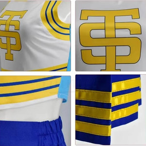 Ensembles d'uniformes de cheerleading pour femmes, design personnalisé en gros, haute qualité, légers, 100% polyester, transfert thermique - Product Image 6