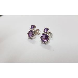 Women's Classic and Trendy Amethyst White Gold <b>Stud</b> <b>Earrings</b> for Wedding and Engagement Occasions - Product Image 5